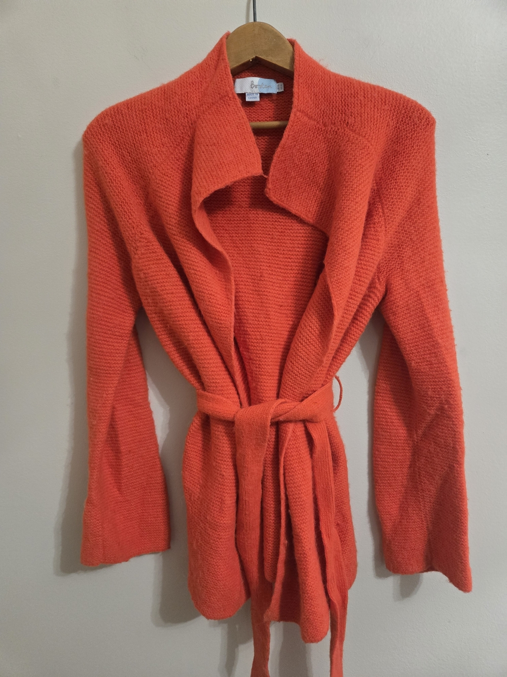 Boden Barcelona Belted Wrap Cardigan Women 6 Orange Red Wool Alpaca Blend